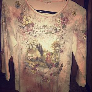 Quarter sleeve country style  blouse